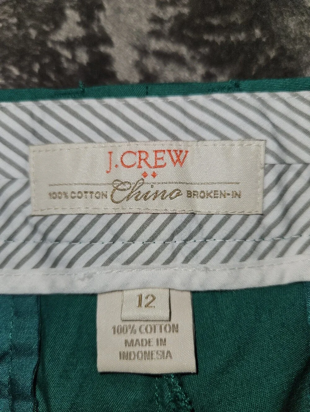 J. Crew Green High-Waist Chino Shorts 100% Cotton Broken In 12 Preppy Classy